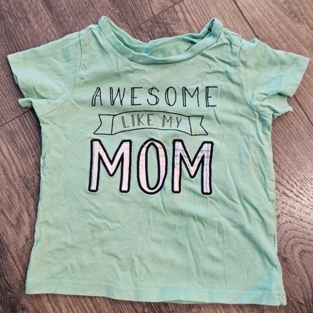 24M Mint Green Tee "Awesome Just‎ Like Mom" Plaid Easter Spring Mother's Day